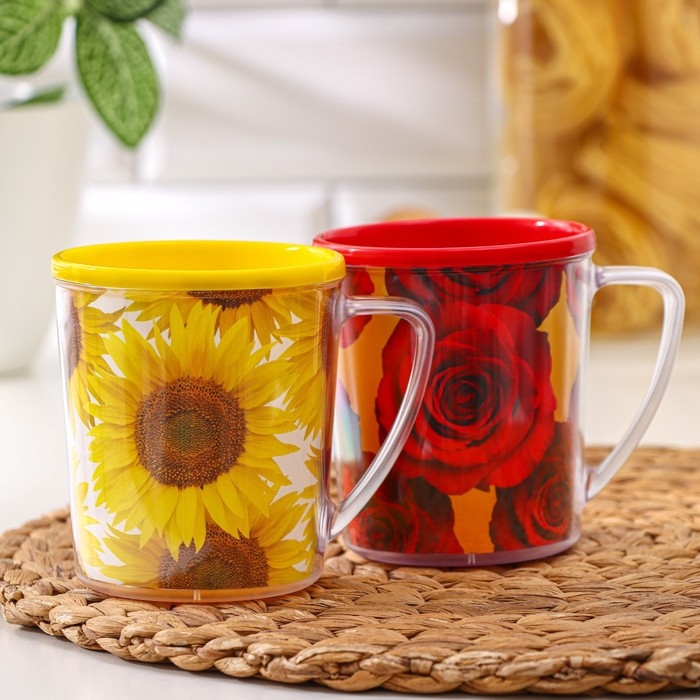 Термокружка пластиковая «Соцветие», 400 мл, МИКС