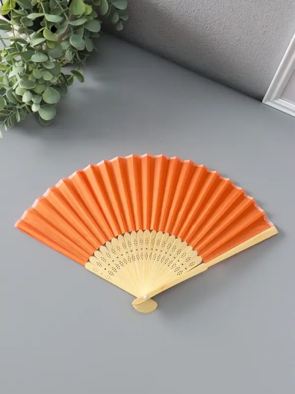 Веер складной h=21 см &laquo;Моноцвет&raquo;, в коробке, оранжевый
