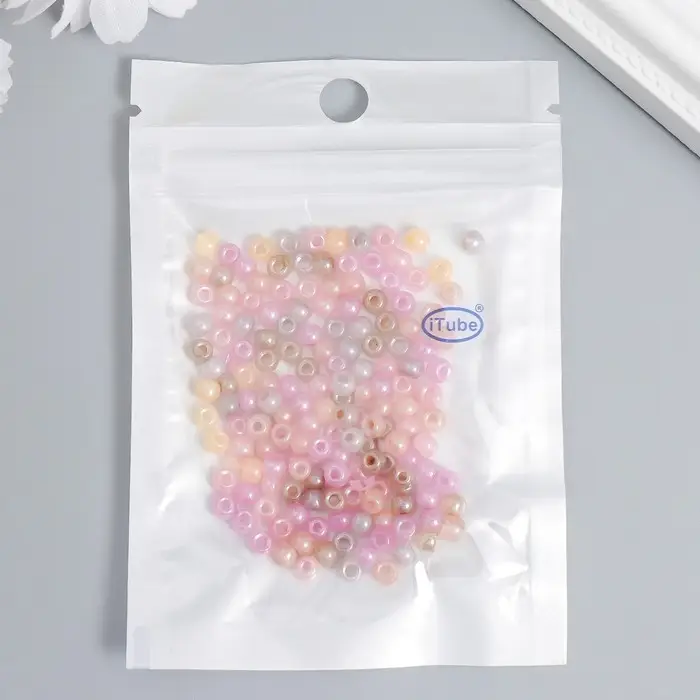 Бисер стекло 6/0  Бисер стекло 6/0 "Карамельно-розовый меланж" 10 гр