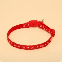 Ошейник для кошек &laquo;Лапка&raquo;, 30&times;1 см, светящийся, с бубенчиком и подвесом, полиэстер, красный