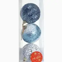 Ёлочные игрушки &laquo;Ксавье&raquo; ассорти, шары новогодние, d=8 см, набор 3 шт., бело-синий