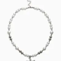 Кулон на жемчужных бусах "Морская звезда", цвет белый в серебре