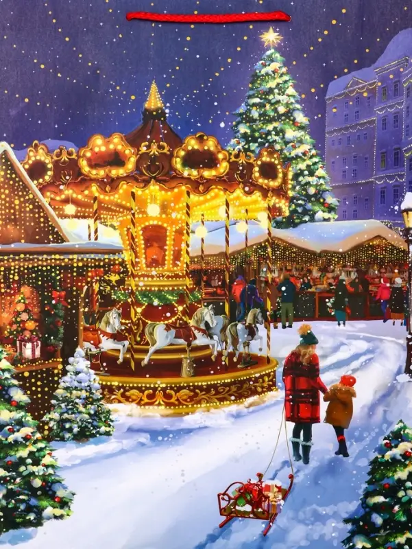 Пакет подарочный новогодний ламинированный, «Новогодний парк» , 33×10×42.5 см