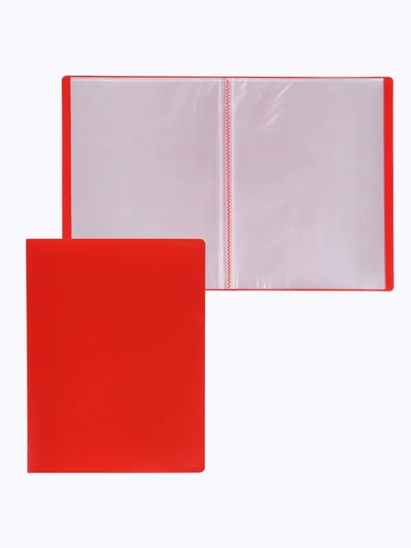 Папка с 30 вкладышами А4, 500 мкм, Calligrata, текстура &laquo;песок&raquo;, красная