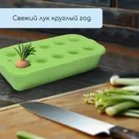 Ящик для выращивания зелёного лука, 29&times;16&times;8.5 см, 2.5 л, 10 лунок, пластик, зелёный, Greengo