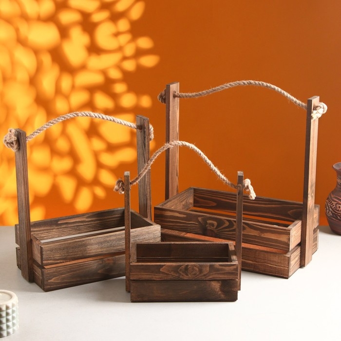 Набор кашпо деревянных 3 в 1 (30.5×18.5×35; 25.5×15×30; 20×12×23) Набор кашпо деревянных 3 в 1 (30.5×18.5×35; 25.5×15×30; 20×12×23) "Аром", палисандр