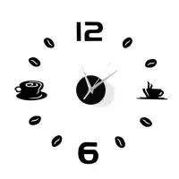 Часы настенные интерьерные для кухни, 3d &laquo;Время кофе&raquo;, большие, d=50 см, чёрные
