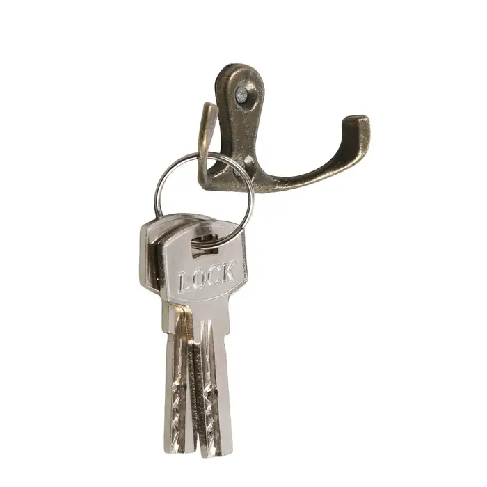 Крючок мебельный ТУНДРА TKd=003, двухрожковый, бронза, 25 шт.