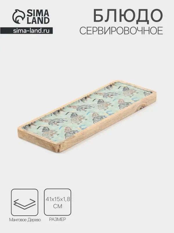 Блюдо прямоугольное &laquo;Мудрый слон&raquo;, 41&times;15 см, дерево манго