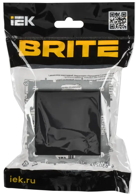 BRITE Выключатель 1-клавишный 10А безвинтовое крепление ВС11-1-0-БрЧ черный IEK