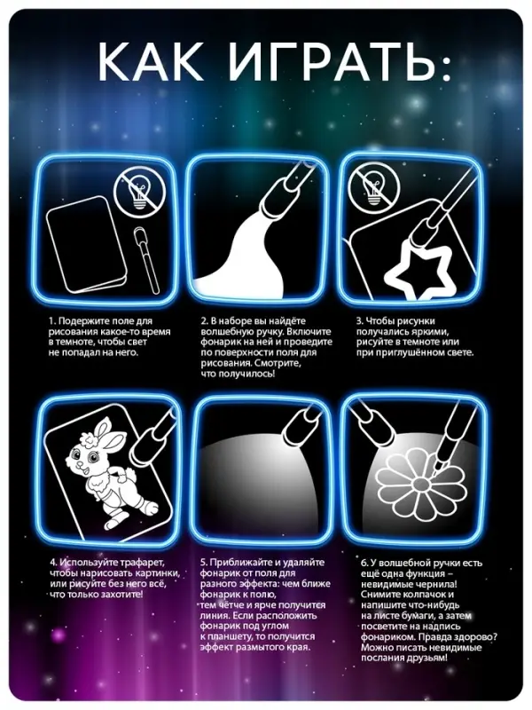 Набор для рисования светом &laquo;Котейки&raquo;, ручка с фонариком и невидимыми чернилами