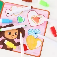 Раскраска многоразовая &laquo;Чебурашка&raquo;, 16&times;16 см, с маркерами, 12 стр.