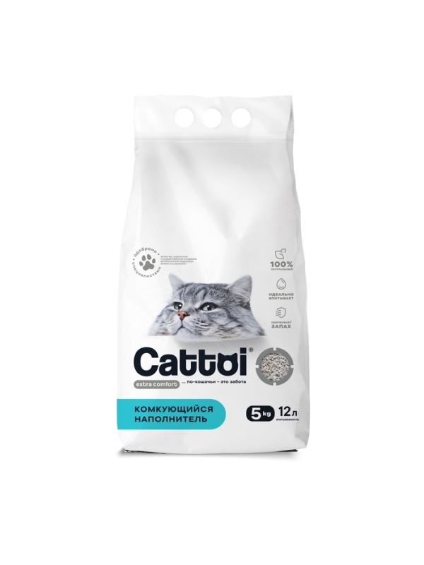 Наполнитель минеральный комкующийся Cattoi Extra Comfort 5 кг,пластиковый пакет Наполнитель минеральный комкующийся Cattoi Extra Comfort 5 кг,пластиковый пакет