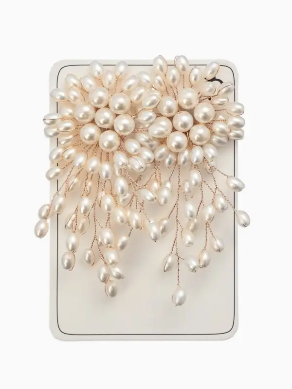 Серьги жемчуг Серьги жемчуг "Россыпь в цветке", цвет белый в золоте