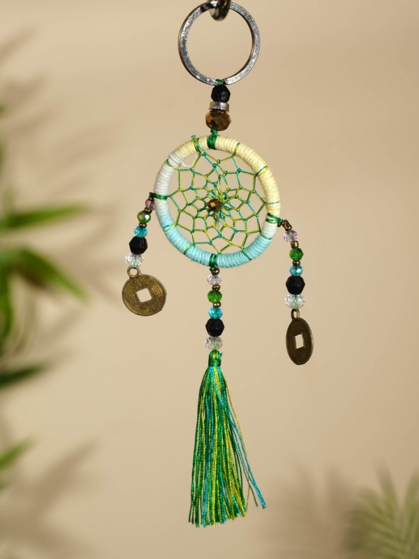 Брелок Брелок "Ловец снов" 4х15 см. жёлто-голубой