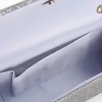 Сумка-клатч женская на магните, на серебристой цепочке, блестящая, светло-серебристая