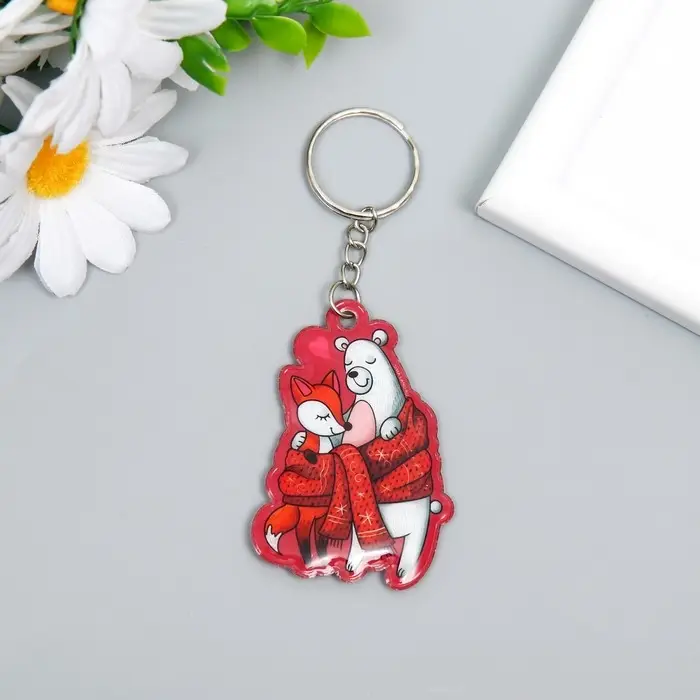 Брелок ПВХ Брелок ПВХ "Миша и Лиса - тёплые объятия" мягкий 6х4,2 см