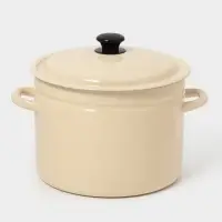 Кастрюля эмалированная, 9 л, d=26.5 см, с крышкой, без декора, цвет слоновой кости