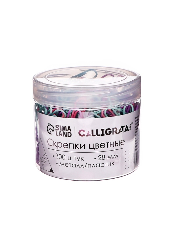 Скрепки 28мм пастель в пластиковой тубе 300 штук Скрепки 28мм пастель в пластиковой тубе 300 штук