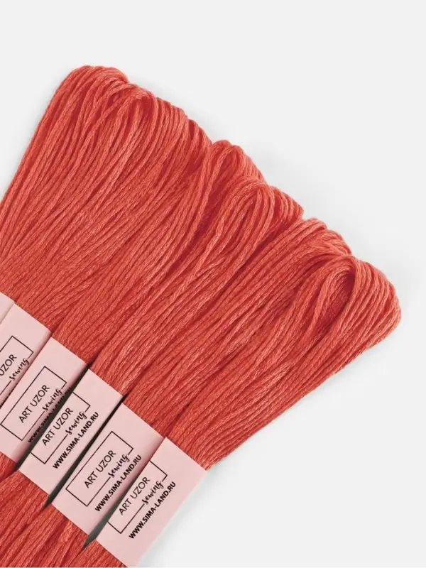 Нитки мулине №3712, 8&plusmn;1 м, набор 6 шт., тёмно-оранжевый