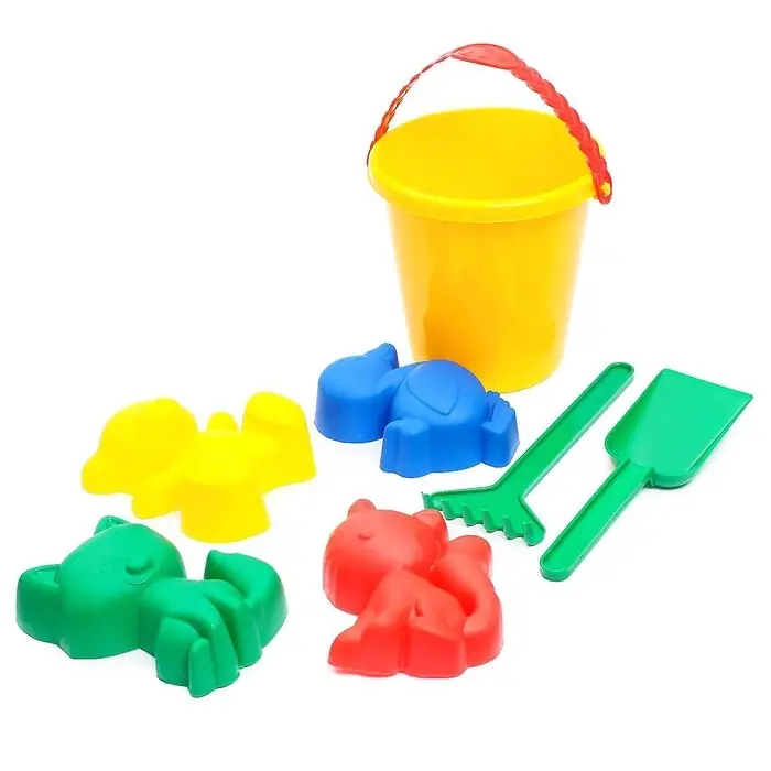 Набор игрушек для песочницы: ведёрко, 4 формочки для песка, грабли, лопатка, МИКС