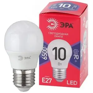 Лампа светодиодная LED 10 Вт 800Лм 6500К шар холодный E27 220-240В LED P45-10W-865-E27 Red Line