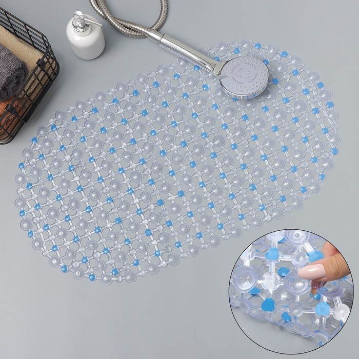 Коврик противоскользящий в ванну на присосках Доляна «Крапинка», 36×66 см, цвет МИКС Коврик противоскользящий в ванну на присосках Доляна «Крапинка», 36×66 см, цвет МИКС