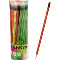 Карандаш чернографитный ErichKrause Neon, круглый, с ластиком, HB, в тубусе, МИКС