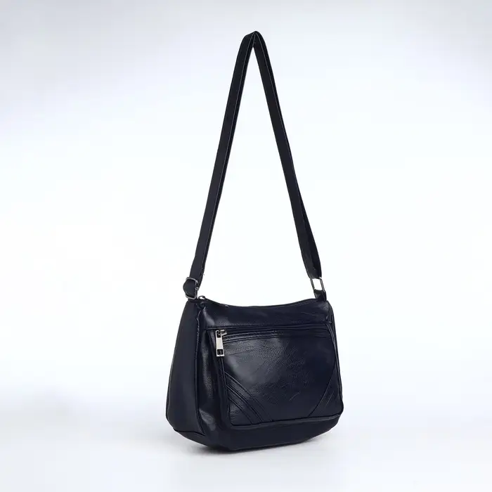 Сумка женская кросс-боди на молнии, 20&times;8.5&times;15 см, однотонная, синяя