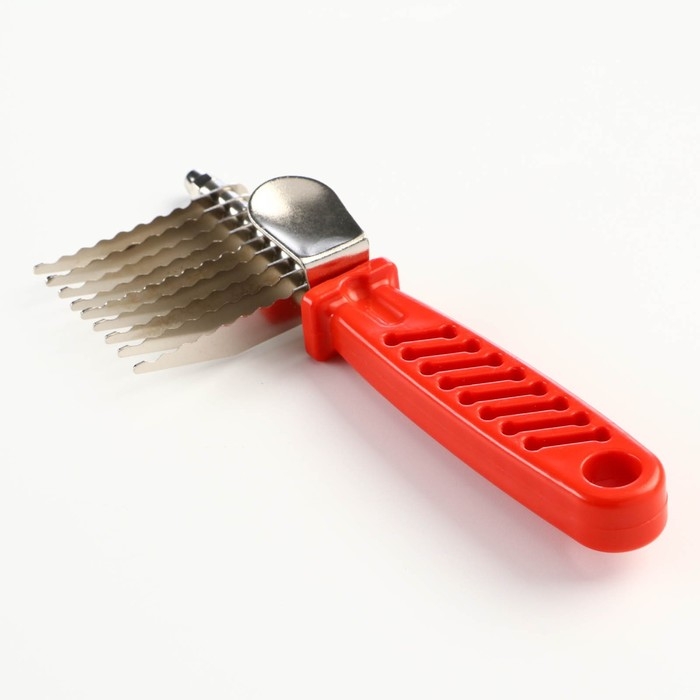 Колтунорез боковой, 9 лезвий, 6,5 х 17 см, красный Колтунорез боковой, 9 лезвий, 6,5 х 17 см, красный