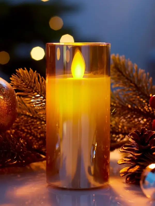 Светодиодная свеча "Золотистая" 12х5.5 см, AAx2 (не в компл.), Т/БЕЛЫЙ