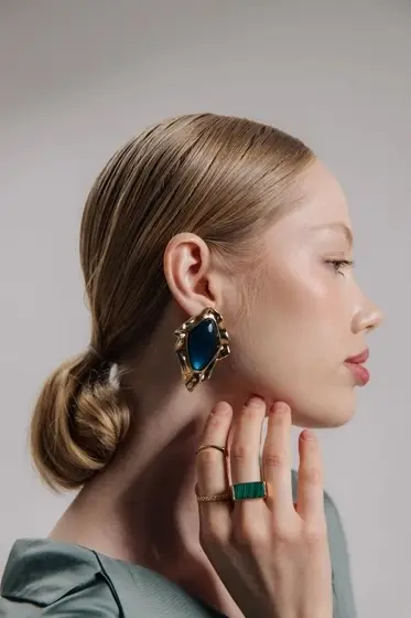 Серьги акрил &laquo;Ромб ажур&raquo;, голубой в золоте