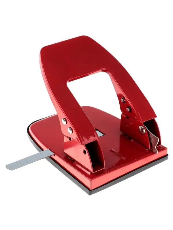 Дырокол на 30 листов, большой, металлический, с металлической линейкой, МИКС