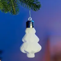 Елочный шар &laquo;Бархатная елочка&raquo; 12&times;8 см, 1 LED, от батареек LR44&times;3, свечение тёплое белое