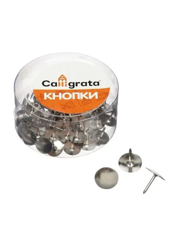 Кнопки канцелярские 12 мм, никелированные, 50 штук