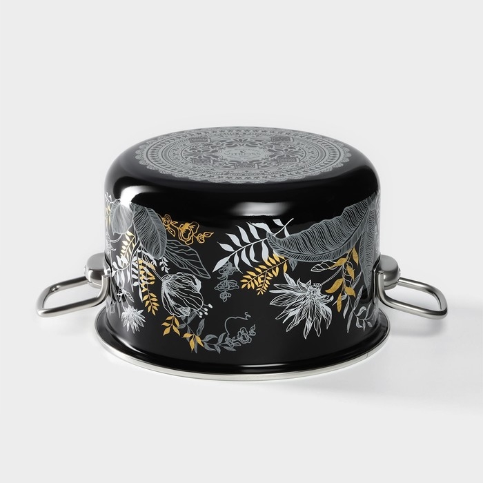 Кастрюля эмалированная Magia, 4л, стеклянная крышка, индукция, чёрный Кастрюля эмалированная Magia, 4л, стеклянная крышка, индукция, чёрный