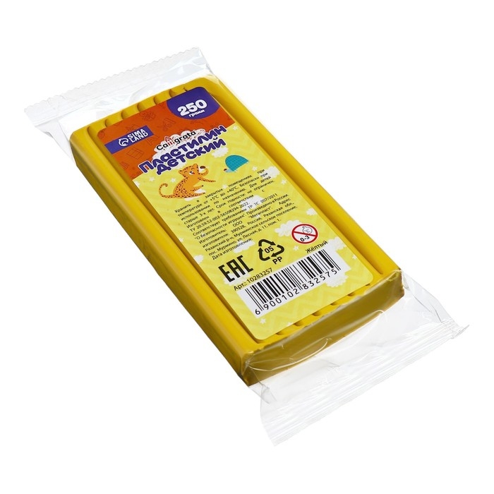 Пластилин 250г Calligrata Классический, жёлтый Пластилин 250г Calligrata Классический, жёлтый