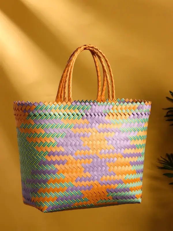 Сумка плетёная, 30×15×30 см, пластик, разноцветная