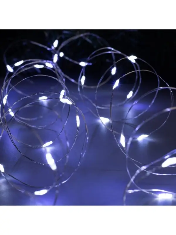 Гирлянда &laquo;Нить&raquo; 10 м, роса, IP20, серебристая нить, 100 LED, свечение белое, 12 В