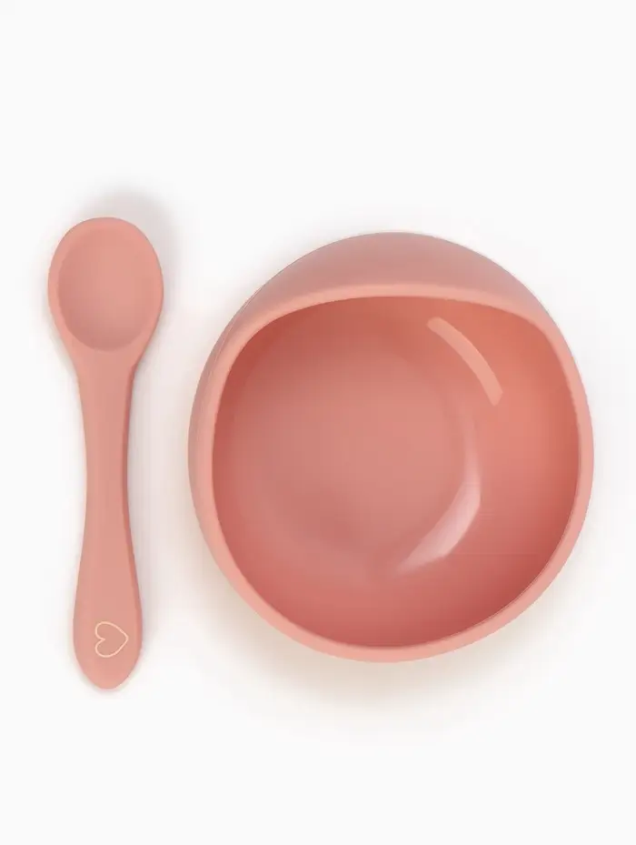 Тарелка детская на присоске и ложка, розовый, Mum&Baby Тарелка детская на присоске и ложка, розовый, Mum&Baby