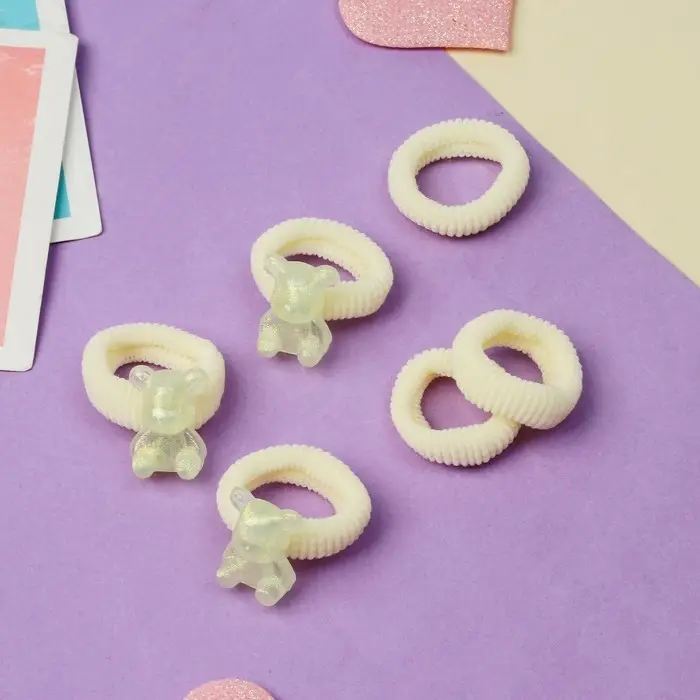 Резинка для волос  Резинка для волос "Нежность" (набор 6 шт) мишка, жёлтый