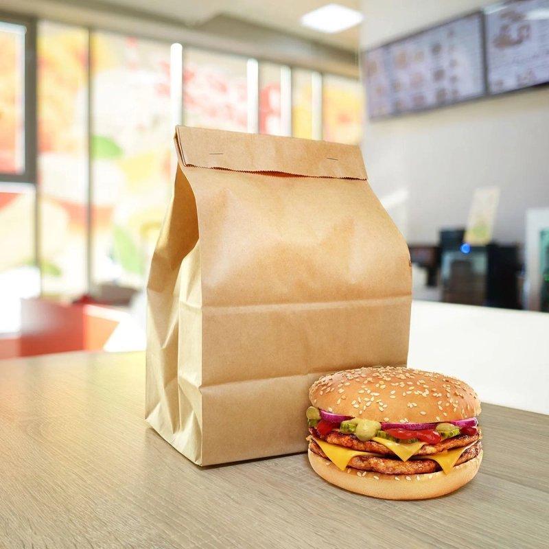 Пакет бумажный 220х120х290 мм, 50 гр/м2, прям.дно,крафт, 1000 шт/уп