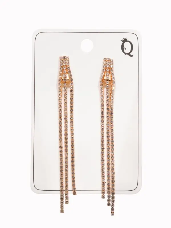 Серьги клипсы для ушей QF &laquo;Лёд&raquo;, тройная сплошная, белые в золоте