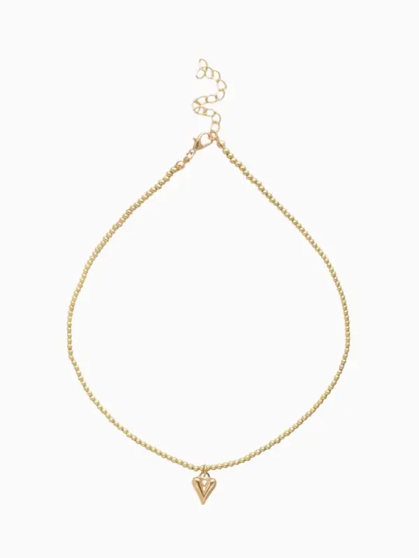 Колье "Сердце" под гематит, цвет золото