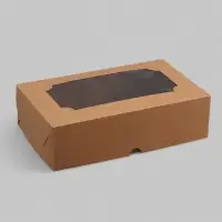 Коробка складная с окном под зефир, крафт, 25×15×7 см