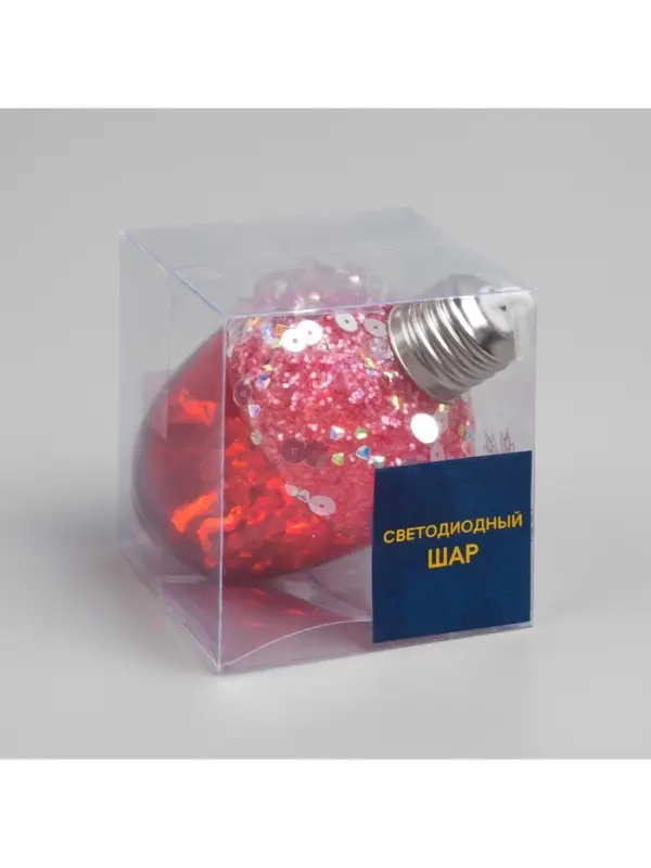 Ёлочный шар &laquo;Жёлудь красный&raquo;, 12&times;7 см, 4 LED, от батареек, свечение тёплое белое