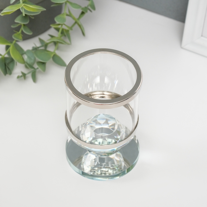 Подсвечник стекло на 1 свечу  Подсвечник стекло на 1 свечу "Стаканчик на кристалле" прозрачный 11х7х7 см