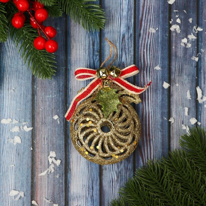 Украшение ёлочное Украшение ёлочное "Шар ажур" 8х10 см, золото