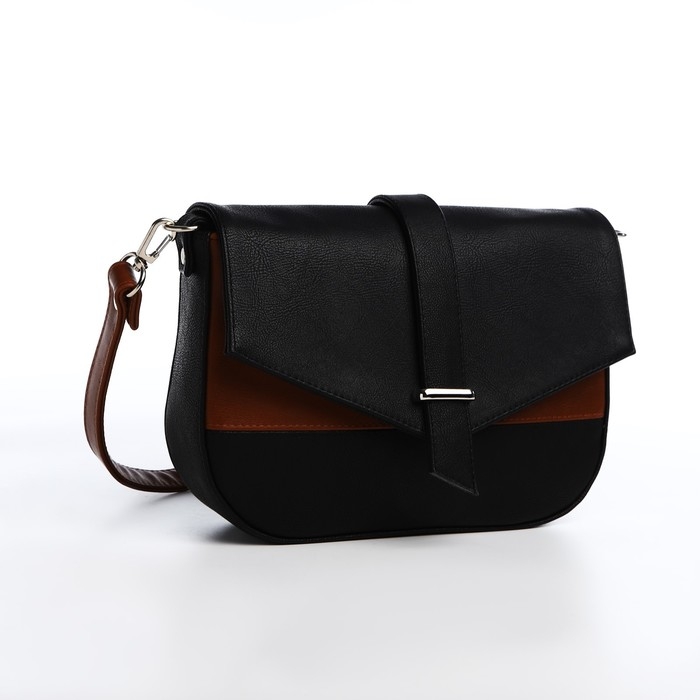 Сумка-мессенджер на магните, цвет чёрный/коричневый Сумка-мессенджер на магните, цвет чёрный/коричневый