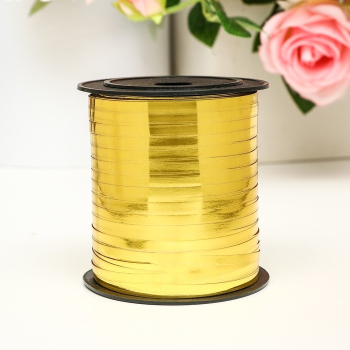 Лента для декора и подарков, золото, металлизированная, 0,5 см х 250 м Лента для декора и подарков, золото, металлизированная, 0,5 см х 250 м